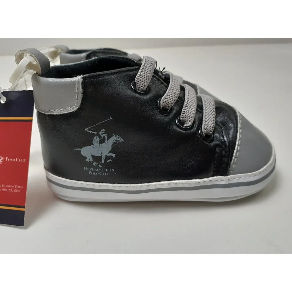 NWT! Beverly Hills Polo Club Infant Baby Sneaker-Style Shoes Navy/Gray Size 3